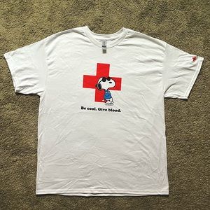 Authentic Be Cool Give Blood Snoopy Red Cross Shirt size XL